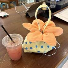 1pc Creative Flower Drawstring Portable Handbag, Fresh Large Capacity New Style Girl Travel Versatile Storage Bag, Sundries Organizer - Multicolor - View 3