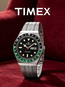 Classic Heritage Quartz Watch Two-Tone Green Black Bezel Stainless Steel Band Birthday Anniversary Gift For Gentlemen TIMEX TW2U60900 - Silver - View 4