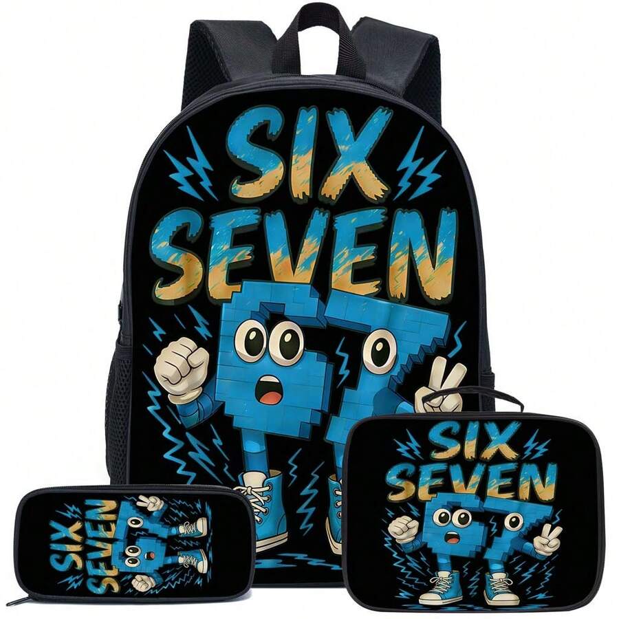 3 PIEZAS Mochila Escolar de 16.5 Pulgadas con Bolso de Mano y Estuche para Lápices para Primaria, Elemental y Secundaria