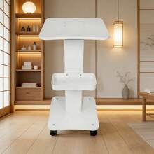 Carrito Móvil para Equipos de Belleza con Ruedas, Mesa Auxiliar para Salón de Estética, Diseño con Bandeja Inferior de Almacenamiento, Base Resistente para Máquinas Faciales y Herramientas Cosméticas - Blanco - Ver 6