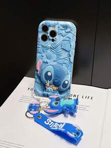Disney Lilo And Stitch Phone Case : 3D Fluffy Pattern Border Protector Phone Soft Phone Case With A Free Cute Stitch Bracelet Chain Lanyard, Stitch, Lilo, Angel, For Apple 17 Promax 17 Pro 16 15 14 13 12 11 Pro Max XS Max X XR Soft Cover Summer Phone Case - 白色 - 查看 5