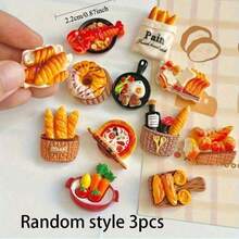 12pcs Delicious Food Theme Refrigerator Magnets, Creative Decorative Magnetic Stickers Suitable For Kitchen, Home, Office And Whiteboard, Various Miniature Food Models Like Realistic Bread, Pizza And Pastries, Can Be Used For Refrigerator And DIY Crafts - Multicolor - View 11