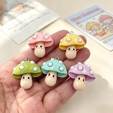 10pcs Cute Mushroom Pendant Set For Jewelry Making, Includes Resin Vegetable Pendants, Suitable For Flat Back Earrings - Random Mix - Multicolor - View 1
