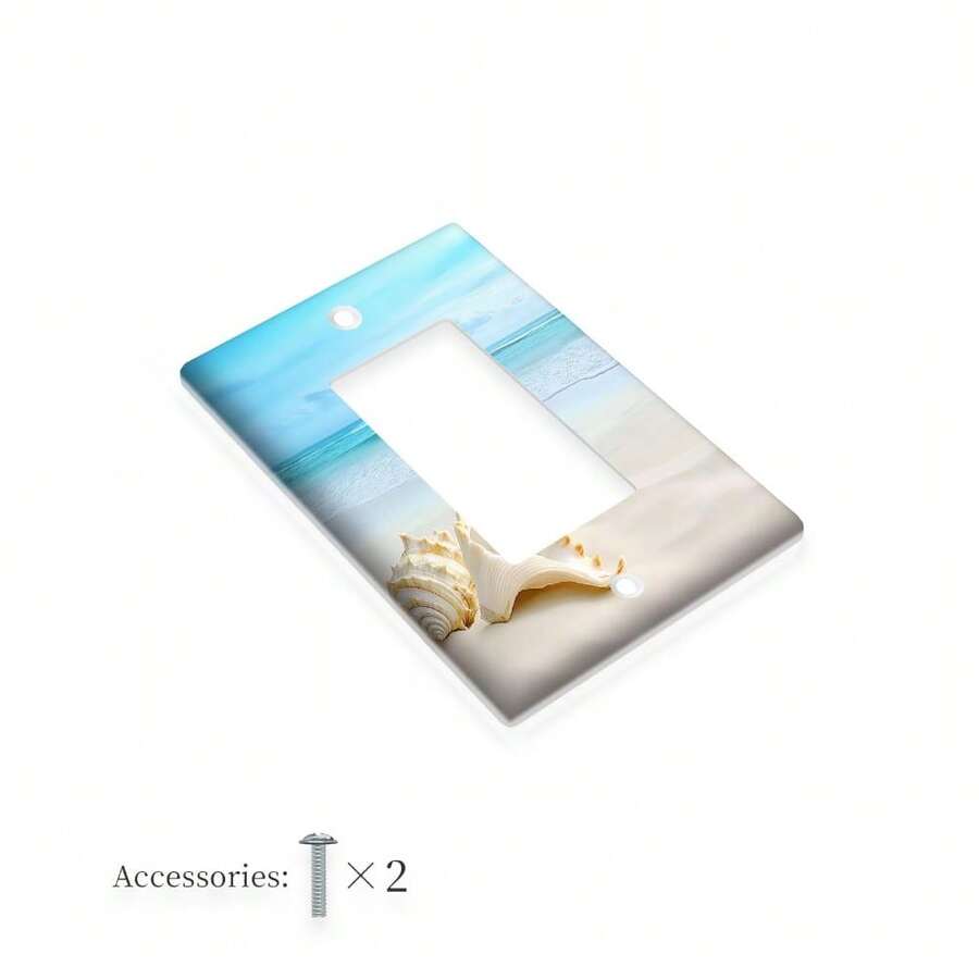 1pc/2pcs 1-Gang/2-Gang Universal Switch Panel, Seashell Beach 2D Flat Print Socket Decorative Wall Plate, Rectangular/Round Standard Decor Switch Cover With Matching Installation Screws, For Bathroom, Living Room, Kitchen, Bedroom, Office, Home Wall Decor