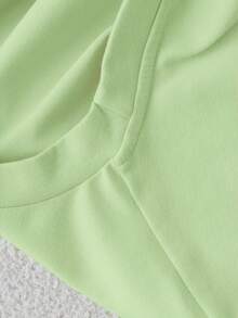 Leopardenmuster Buchstaben Muster T-Shirt, maßgeschneiderte Passform mit geraden Schultern für den Sommer, hellgrünes T-Shirt, Basic-Stil, Unisex - rosa grün - Übersicht 9