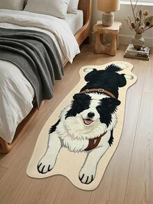 DAJIANG 1pc Cute Border Collie Shaped Rug, Kitchen Mat Hallway Runner, Suitable For Bathroom, Kitchen, Outdoor, Indoor, Hallway, Bedroom, Living Room, Bedside Rug, Machine Washable, Easy To Clean Entryway Mat, Non-Slip Bottom Rug - Border Collie - Black - View 1