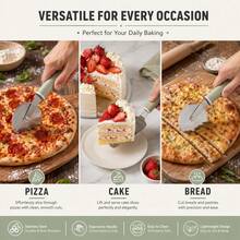 1set Stainless Steel Pizza Cutter Wheel & Serving Spatula Set, Non Slip Handle Baking Tool For Pizza Cake Pastry - View 3
