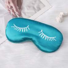 Double-Sided Faux Silk Eye Mask With Printed Eyelashes, Relieves Fatigue, For Nap, Travel, Home Sleep, Eye Protection, Minimalist Satin - Multicolor - View 12