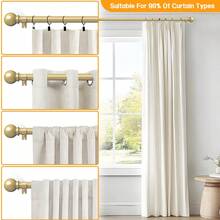 Barra de cortina de metal con punta redonda pequeña, estilo romántico plateado, diseño hermoso, fácil instalación, adecuada para múltiples tipos de ventanas. - Dorado - Ver 2