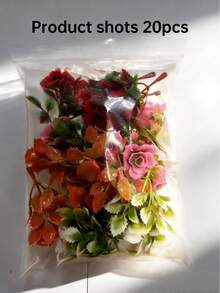 20件迷你人造玫瑰，7cm/2.8in逼真塑料花，易於照顧的四季花朵，適用於仙女花園、婚禮、房間裝飾、模型屋微縮、DIY手工藝和桌面中心裝飾，非常適合情人節、聖誕節、汽車、陽台、露台和花園 - 迷你玫瑰 - 查看 11