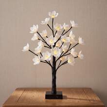 LED White Magnolia Bonsai Tree Lamp, Warm Light Tabletop Flower Night Light, Adjustable Branches Home Decor Lamp For Bedroom Wedding Holiday Ornament, Battery & USB Powered - Warm white light - View 7