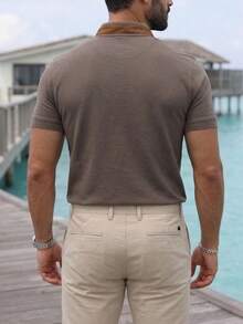 T8571 DEWBERRY Men T-SHIRT WITH ZIPPER - Army Green - View 3