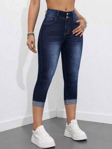 GGRT   Vaqueros informales de ajuste delgado lavados en denim - Albaricoque - Ver 6