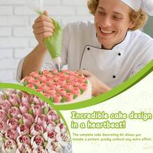 This 27-Piece Cake Decorating Set Allows You To Design Various Patterns For Cakes, Cupcakes, And Cookies. It Includes 10 Explosion-Proof Piping Bags, A 9-Piping-Tip Cake Decorating Set, 1 Reusable Piping Bag, 2 Connectors, And 4 Frosting Sleeves. - View 8