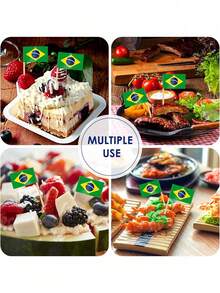 50/100/200 piezas Palillos con Bandera de Brasil - Perfectos para Decorar Cupcakes, Cócteles y Aperitivos | Adecuados para Fiestas, Bufés y Eventos Especiales, Palillos de Cóctel, Mini Banderas, Decoraciones de Cupcakes, Palillos con Bandera, Decoraciones de Fiesta, Celebraciones, Bar de Cócteles, Banderas para Pasteles, Suministros para Fiestas - A - Ver 10