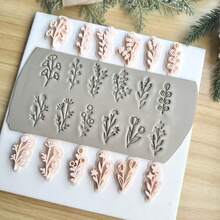 1/6pcs Leaf And Flower Series Print Mold Set, Polymer Clay Printing Tool Set, DIY Jewelry Pendant Handmade Clay Art Tools, DIY Soft Ceramic Earring Molds, Suitable For Unique Pendants, Ideal Choice For Handmade Jewelry Making - Apricot - View 6