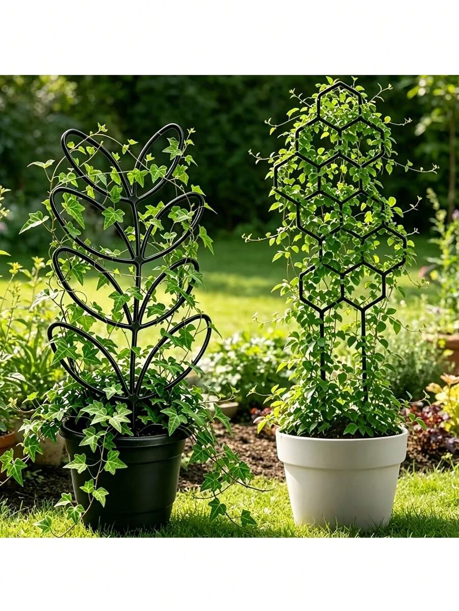 2pcs Small Divided Plant Stand, 16 Inch (Approx. 40.5cm), Suitable For Climbing Plants, Metal Honeycomb Indoor Flower Pot Rack, Suitable For Ivy And Indoor Plants