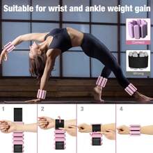 2pcs Adjustable Wrist And Ankle Weights (Unisex), Fitness Weight Set, For Exercise, Yoga, Walking, Running, Dancing, Pilates, Aerobics, Aerobic Exercise, Home Gym Wearable Wristbands - Multicolor - View 4