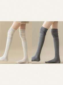 1 Pair Women's Autumn/Winter Warm Over-The-Knee Boot Socks Long Stockings - Grey - View 7