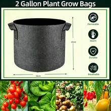5 pièces Sacs de culture de plantes respirants en non-tissé avec poignées robustes - Pots de plantation en tissu réutilisables pour le jardinage extérieur et intérieur, idéal pour la culture de légumes, d'herbes, de fleurs et de fruits - Noir - Voir 9