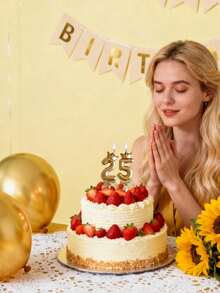 1個數字生日蠟燭，香檳金數字生日蠟燭，男女適用，適合嬰兒洗禮、生日派對裝飾、派對用品、房間裝飾、蛋糕裝飾、結婚週年慶祝（由於材質問題，產品在運輸過程中可能會被擠壓損壞，如果您介意請勿購買） - 彩色 - 查看 4