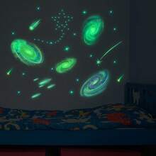 1Pc Glow In The Dark Wall Stickers, Space Galaxy Star Moon Astronaut Rocket Ceiling Decals, Luminous Bedroom Living Room Decor, Easy To Apply & Remove For Home Interior Design - Multicolor - View 7