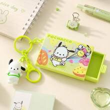 MINISO Sanrio 滑動迷你盒鑰匙圈，可愛 Hello Kitty My Melody Cinnamoroll Pompompurin Pochacco 角色包飾吊飾，附夾扣鉤，背包錢包配件，開學禮物，5 款可選 - 樣式 1 - 查看 5