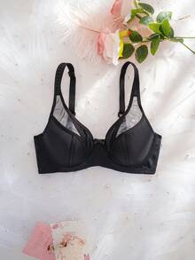 1件女款蝴蝶結鋼圈軟杯文胸 - 黑色 - 查看 1