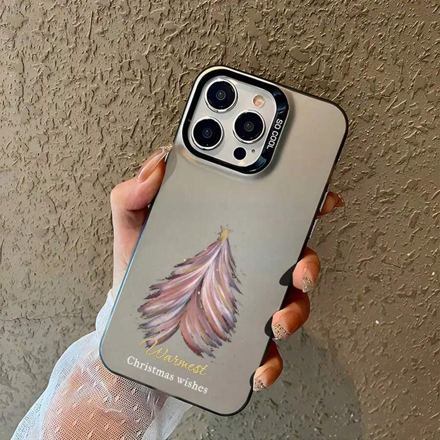 Una funda elegante para teléfono no incluye un cordón ni un soporte. Funda con diseño de árbol de Navidad para 17 Pro, 16, 15, 14, 13, 12, 11 Pro Plus, funda negra y plateada a prueba de golpes, regalo de Navidad para mujer. - Negro - Ver 1
