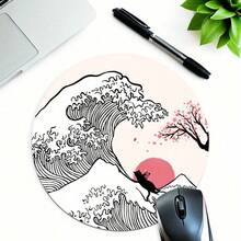 Wave Mouse Pad, Office Desk Circular Mouse Pad, Small Mini Travel Mouse Pad With Anti Slip Rubber Base, 7.87 Inch Diameter Suitable For Work Wireless Computer Laptop, Office Desk Accessory Single 47g - View 10
