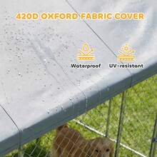 PawHut Extra Large Dog Kennel With Roof And Safety Lockable Latch, Heavy-Duty Galvanized Steel Dog Run Chain Link W/ Waterproof UV-Resistant Cover, 19.7' X 7.5' X 7.9' - Silver - View 6