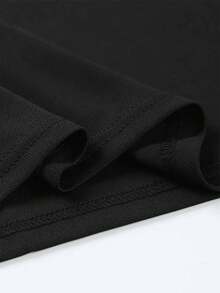 A 180g Heavyweight 100% Cotton Dark American-Style Loose Casual Short-Sleeved T-Shirt With A Small Collar And Distressed Wash Finish. - Black - View 2