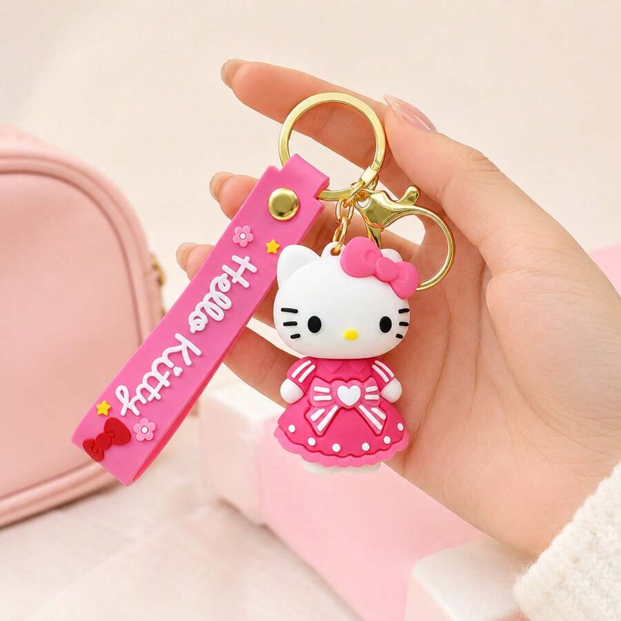 Miniso Hello Kitty 鑰匙圈,美學粉色包包掛飾,背包吊飾,學生書包裝飾配件,返校禮物 - Pink - 查看 1