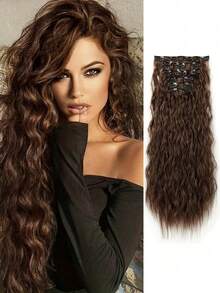 24 Zoll 6 Stücke/Set kleine lockige Haarextensions, Woll-Locken Clip-In Haarextensions, Mais-Locken Synthetikfaser Haarextensions, Synthetikfaser Haarextensions, Haarspangen, Haarspangen, geeignet für Frauen KDEV - Verschiedenfarbig - Übersicht 19