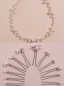 12pcs Women's Faux Pearl Multi-Combination Wearable Minimalist Bridal Hair Sticks Hair Accessories Suitable For Daily And Wedding Occasions - White Pearl - View 3