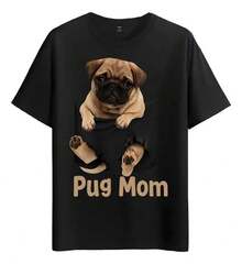 Muscle Freaks Black T-Shirt For Pug Mom - Black - View 1