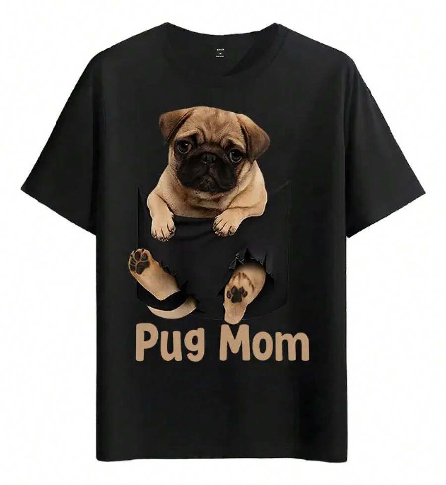 Muscle Freaks Black T-Shirt For Pug Mom - Black - View 1