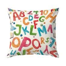 4pcs/1pc Rainbow Letter Learning Design Pattern Pillowcase Without Insert, Single-Sided Printed Pillowcase, Suitable For Living Room Bedroom Home Decor, All Seasons Pillowcase - Multicolor - View 12