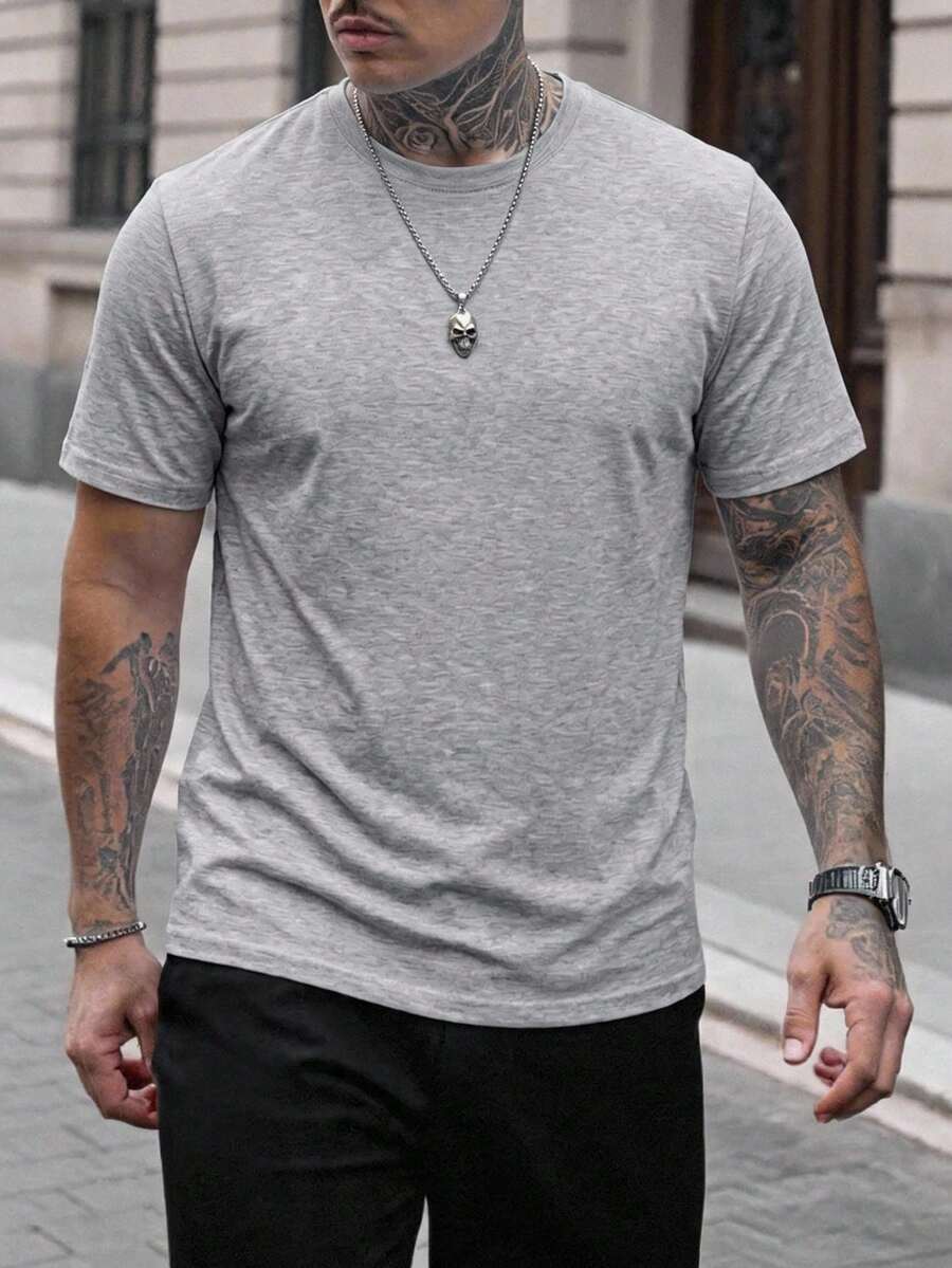 Camiseta de hombre de cuello redondo DEWBERRY - Gris - Ver 1