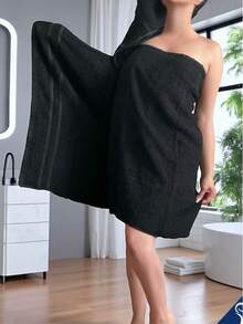 TOALLA DE BAÑO 100% ALGODÓN MEXICANO (Gruesa) ABSORBENTE  70m X 135cm, la cenefa puede variar - Negro - Ver 3