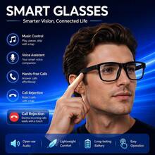 SENBONO Smart Touch Wireless Glasses - Wearable Technology With Touchpad Control, Hi-Fi Sound, Built-In Mic, USB Rechargeable, Wireless Connectivity For Music Light Decoration Glasses Calls & Outdoor Activities - Perfect Gift For Men & Women - View 2