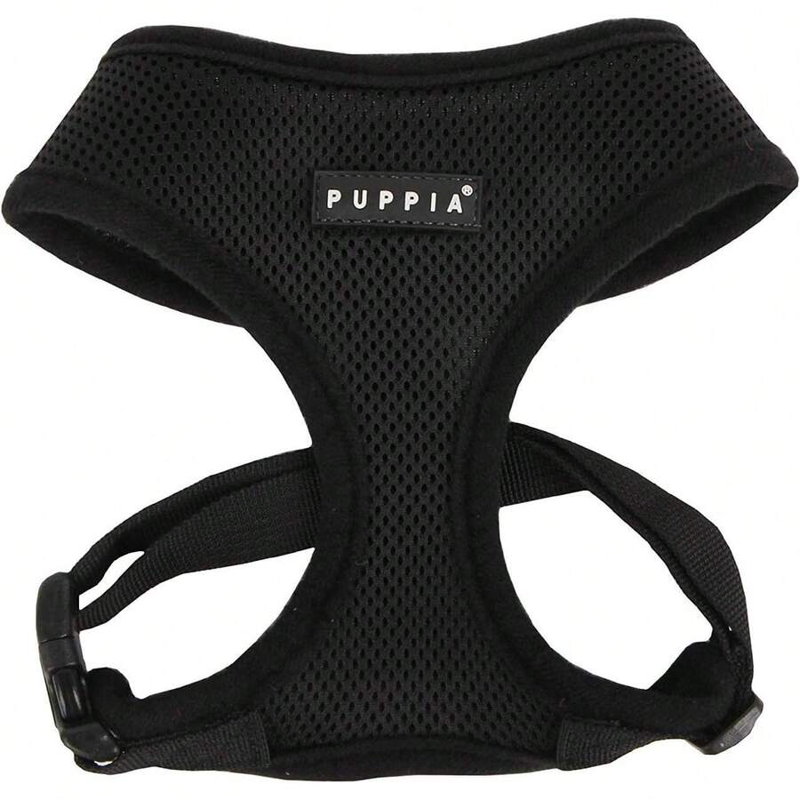 Authentic Puppia Soft Dog Harness, Red - Medium - Black - View 1