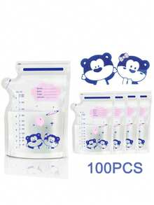 30pcs/60pcs/100pcs Baby Breast Milk Storage Bags Snack Bags Candy Bags, Leak-Proof Zipper Seal, Dual Scale, Cartoon Design - Multicolor - View 14