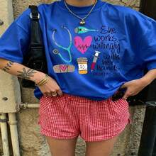 Heartfelt Daily Casual Graphic T-Shirt 100% Cotton Oversized Soft Breathable Casual Crewneck Short Sleeve Top Cute Aesthetic Minimal Lifestyle For Casual Wearers Fashion Lovers Daily Outfit Enthusiasts Gift Givers - 藍色 - 查看 18