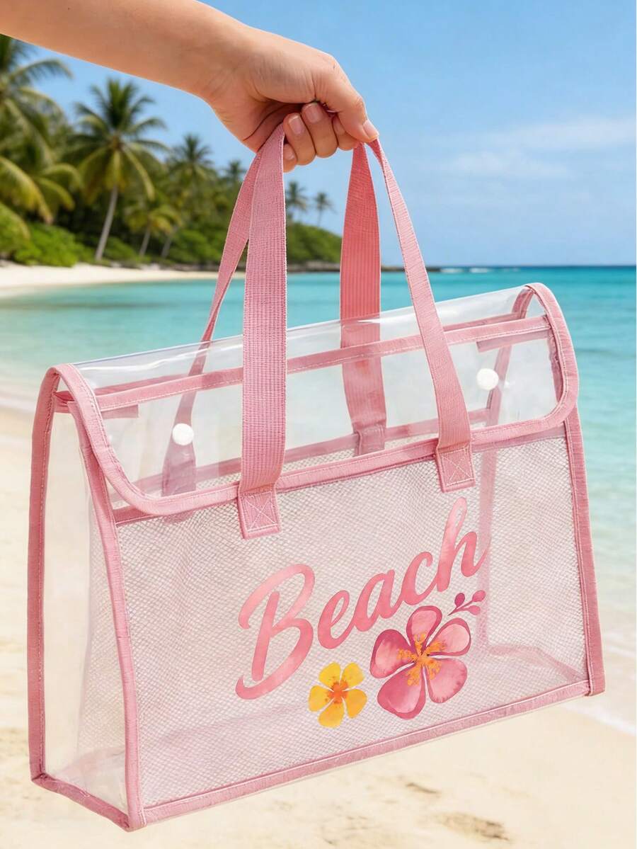 New Summer Starfish & Shell Pattern PVC Toiletry Bag - Fashionable & Practical, Upgraded Material, Soft & Comfortable Touch, Waterproof & Sand-Resistant; Equipped With Sturdy Zipper To Ensure Item Security. Transparent Design Allows You To Easily View Contents Without Searching. Ideal Gift For Valentine's Day, Mother's Day, Back To School Season, And Spring/Summer, Beach Essential, Vacation Must-Have - Multicolor - View 1