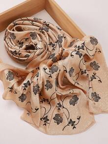 1pc Crinkled Satin Hijab Scarf, Suitable For Daily Wear - Beige - View 3