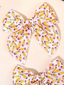 2 piezas Moños para el cabello de vuelta a la escuela para niñas con estampado de lápiz, clips de cocodrilo, clips para el cabello de temporada escolar, horquillas adorables para estudiantes, accesorios para el cabello de adolescentes - Multicolor - Ver 5