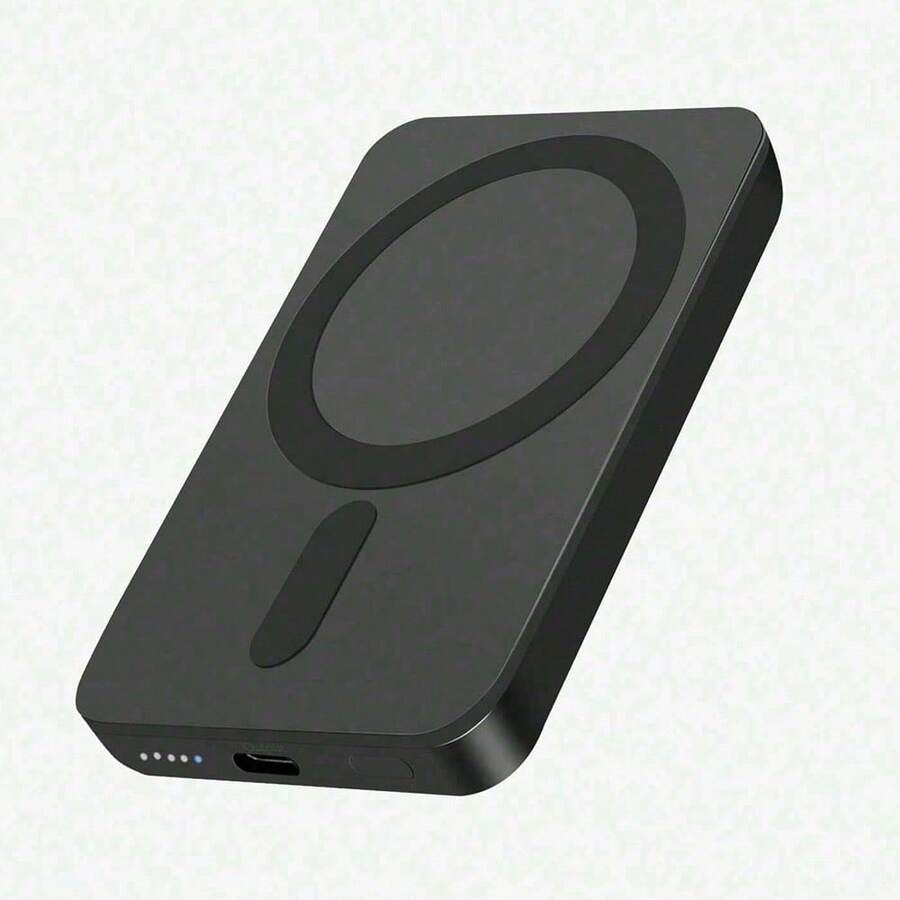 XBJ Black 5000 MAh Magnetic Wireless Power Bank. It Is A Portable Outdoor Power Bank, Which Is Compatible With Apple 16/15 Pro Max/14 Pro/13/12 Series Mobile Phones And Android Phones. This Is A 22.5-Watt Fast-Charging Magnetic Battery Pack. This Portable Charger Is Equipped With A Type-C Interface. It Is An Ideal Power Bank For Outdoor Travel And Emergency Backup.Cargador Portatil Para Celulares,Travel Essential - 黑色款5000毫安無線快充 - 查看 1