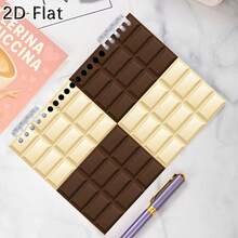 1 pieza Cuaderno de hojas sueltas con patrón de chocolate A5 de 5 anillos, adecuado para estudio diario, oficina y toma de notas - Rectángulo - Ver 2