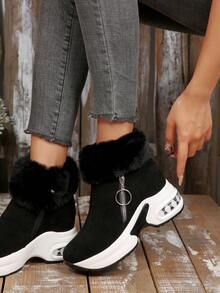 Women's Comfortable Fashionable Autumn/Winter Thick Lined Height-Increasing Boots, Latest Versatile Comfortable Snow Boots. - Black - View 1